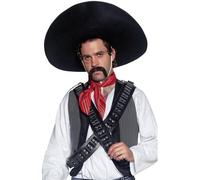 Smiffys Negro Auténtico Bandido Mexicano Sombrero Cowboy Del Oeste Talla Única
