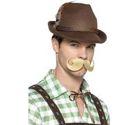 Smiffys Sombrero de bávaro Trenker deluxe, Marrón, con plumas y borde interior elástico
