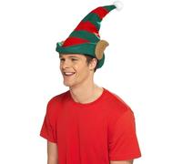 Smiffy's Smiffys Sombrero de elfo, Rojo y verde, con orejas Halloween, Carnaval