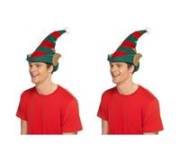 Smiffy's Smiffys Sombrero de elfo, Rojo y verde, con orejas Halloween (Paquete de 2)