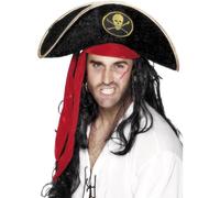 Smiffy's Smiffys Sombrero de pirata con calavera y huesos cruzados Halloween