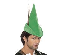 Smiffys Sombrero de Robin Hood, verde, con pluma, Deluxe