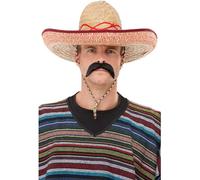 Smiffys Sombrero mexicano de paja, extra grande con lazo de cuerda
