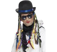 Smiffys Sombrero camaleón, Bombín, con trenzas multicolor