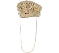 Smiffys Fever Deluxe Sequin Studded Captains Hat, Gold