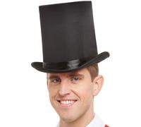 Smiffys Sombrero de copa deluxe, Negro, con borde interior elástico