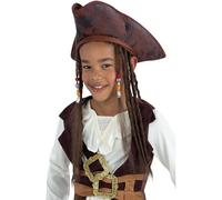 Smiffys Sombrero de pirata, marrón, con rastas Halloween, Carnaval