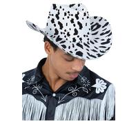 Smiffys Sombrero de vaquero con estampado de vaca, accesorio de disfraz para adultos, sombrero de estilo occidental con estampado animal en blanco y negro, ideal para fiestas temáticas de campo