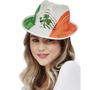 Smiffys Sombrero del Día de San Patricio de lentejuelas con la bandera de Irlanda, Motivo de trébol