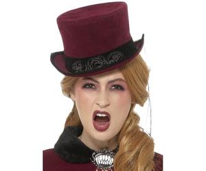 Smiffys Sombrero deluxe de vampiresa victoriana, Burdeos, con velo