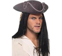 Smiffys Sombrero Tricornio de Capitán Pirata, Gris