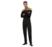 Smiffys Star Trek, Uniforme de Jefe de Operaciones Voyager, Dorado y negro, Mono, insignia Delta e insignias de rango