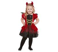 Smiffys Disfraz de diablo para niño pequeño, Rojo, con vestido, alas y diadema Halloween, Carnaval