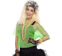 Smiffys Top de rejilla, verde flúor