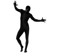 Smiffys Traje ajustado al cuerpo, negro, con bolso canguro, bragueta invisible y abertura bajo la barbilla Halloween, Carnaval