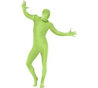 Smiffys Traje ajustado al cuerpo, verde, con bolso canguro, bragueta invisible y abertura bajo la barbilla Halloween, Carnaval