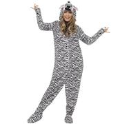 Smiffys Traje Cebra, Todo en Uno con Capucha Halloween