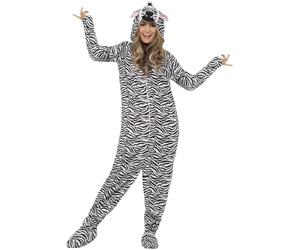 Smiffys Traje Cebra, Todo en Uno con Capucha Halloween, Carnaval