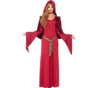 Smiffys Traje de Alta Sacerdotisa, Rojo, con Vestido, Cinturón y Capa Encapuchada