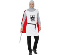 Smiffys Traje de Caballero, Economía, Blanco, Top con Capa, Cinturón y Capucha Halloween, Carnaval