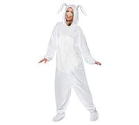 Smiffys Traje de Conejo, Blanco, Todo en Uno con Capucha y Nariz Halloween, Carnaval
