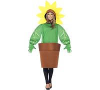 Smiffys Traje de Girasol, con Top con Capucha Adjunta, Maceta y Guantes