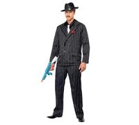 Smiffys Traje de los 40, hombre, incluye chaqueta con rosa en la solapa, pantalones, pechera de camisa y corbata Halloween