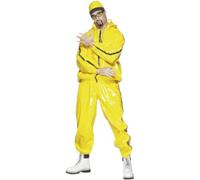 Smiffys Traje de rapero, amarillo, PVC, con chaqueta con capucha, pantalones y gorro Halloween, Carnaval