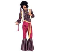 Smiffys Traje de Rockero Psicodélico de los 70 con Bengalas, Top con Chaleco Adjunto y Diadema Halloween, Carnaval