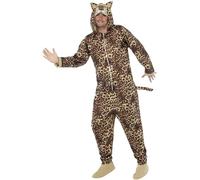 Smiffys Disfraz Leopardo todo en uno con capucha marrón para Halloween Talla L