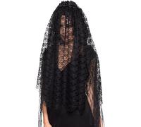 Smiffy's Velo de viuda negra – Negro con flores – Halloween