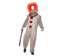 Smiffys Vintage Clown Costume, Grey & Red (Size XL)
