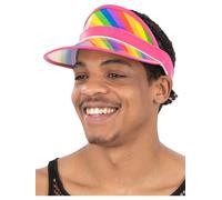 Smiffys Visera transparente de arco iris, colorido festival y orgullo, ribete rosa, ajuste ajustable, sombrero ligero para verano, playa, desfiles, eventos LGBTQ+ y fiestas de disfraces
