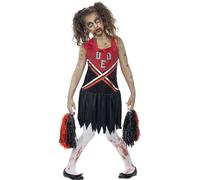 Smiffys Zombie Cheerleader Costume, Red & Black (Size L)