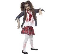 Smiffys Zombie Niña Escuela Falda Halloween Terror Niños Adolescente Traje 43025