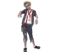 Smiffys Zombie School Boy Costume, Grey (Size M)