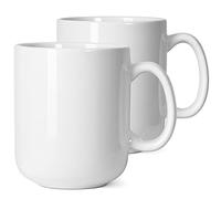 Smilatte Juego de 2 tazas de café grandes de 600 ml, de porcelana lisa M016, de cerámica, grandes y grandes, con asa, para papá y hombres, color blanco
