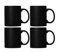 Smilatte M010 - Tazas de café de porcelana negra mate, taza de cerámica clásica de 12 onzas con asa para té con leche y capuchino, juego de 4