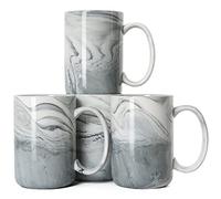 Smilatte Tazas de café de mármol de 14 onzas, taza de cerámica de mármol M068 para el hogar y la oficina, aptas para microondas y lavavajillas, juego de 4, color gris