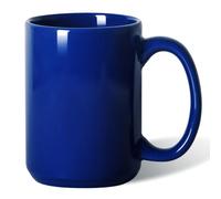 Smilatte Taza de café de porcelana de 16 onzas, taza clásica de cerámica en blanco con asa grande para té, café con leche, capuchino, azul