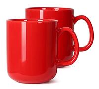 Smilatte Taza de café grande de 20 onzas, taza de té grande de cerámica lisa M016 con asa para papá y hombre, juego de 2, color rojo