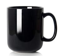 Smilatte Taza de café grande de 20 oz, M016 Taza de té grande de cerámica lisa Boss con asa para hombres papá, negro