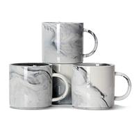 Tazas de café apilables de 12 oz / 320 ml, Smilatte M101 Novedad Taza de cerámica de mármol para niño niña amante, juego de 4, gris