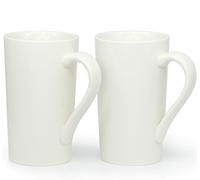 Smilatte Tazas de café grandes de 20 oz / 600 ml, taza de cerámica M007 Plain Tall con asa para hombres de papá, juego de 2, blanco