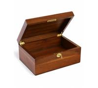 Smilco Caja de almacenamiento de madera con tapa con bisagras, caja de madera de acacia hecha a mano para recetas, almacenamiento decorativo o como recuerdo. (colores primarios)
