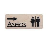 Smile BB- Cartel Aseos Hombre y Mujer Rectangular - Señal Baño en Madera y Metacrilato para Superficies Lisas o Rugosas con flecha a la Derecha