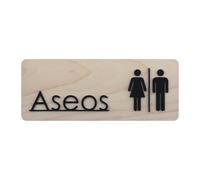 Smile BB- Cartel Aseos Hombre y Mujer Rectangular - Señal Baño en Madera y Metacrilato para Superficies Lisas o Rugosas