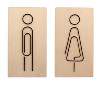 Smile BB- Señal Baños/ASEOS/WC Señalización Hombre y Mujer en Madera con Letras de Metacrilato Negro Mate - Instalación Fácil con Cinta Adhesiva