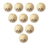 Smile Face Wooden Beads, Wooden Round Beads | Safe And Reliable Round Natural Beeads, Crafty Creations Cat Head Beeads Bracelets Woooden Beaads Log Color