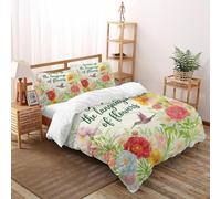 Smile Flores Funda Nordica Algodon 3 Piezas 3D Impresa Charming Garden Life con Cremallera Y Funda De Almohada Double（200x200cm） Microfibra Ropa De Cama